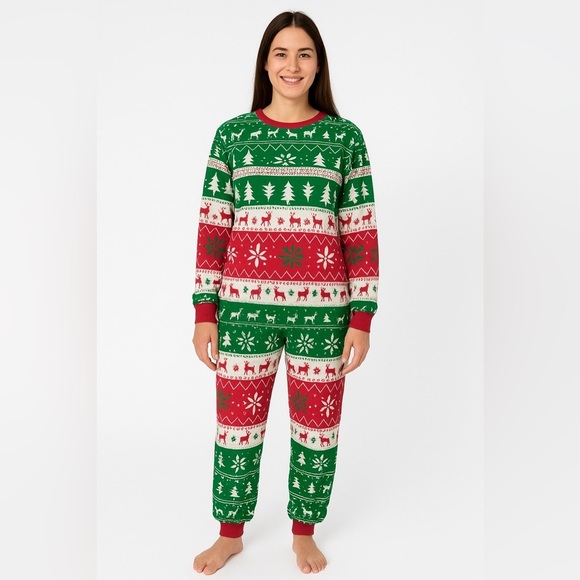Holiday Cheer Women's Pajama Set - Red and Green - Picture 1 of 12